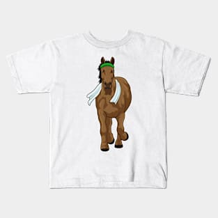 Horse as Runner with Towel Kids T-Shirt